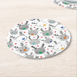 Cute Rudolph head met kleine sterren Ronde Kartonnen Onderzetter
