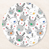 Cute Rudolph head met kleine sterren Ronde Kartonnen Onderzetter (Voorkant)