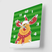 Cute Rudolph in The Snow Fun Kerstmis Vierkante Klok (Hoek)