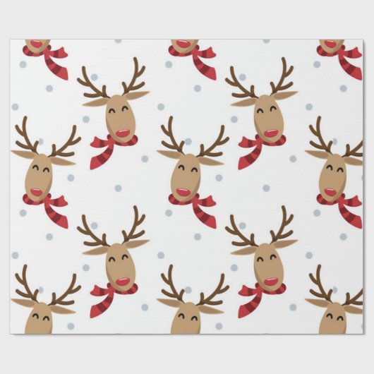 Cute Rudolph Kerstpattern Cadeaupapier (Vlak)