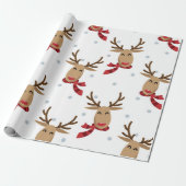 Cute Rudolph Kerstpattern Cadeaupapier (Uitgerold)