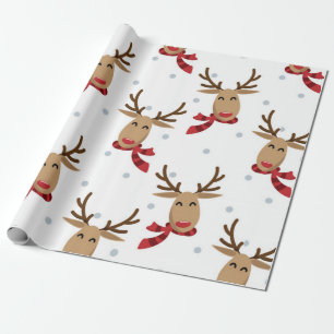 Cute Rudolph Kerstpattern Cadeaupapier