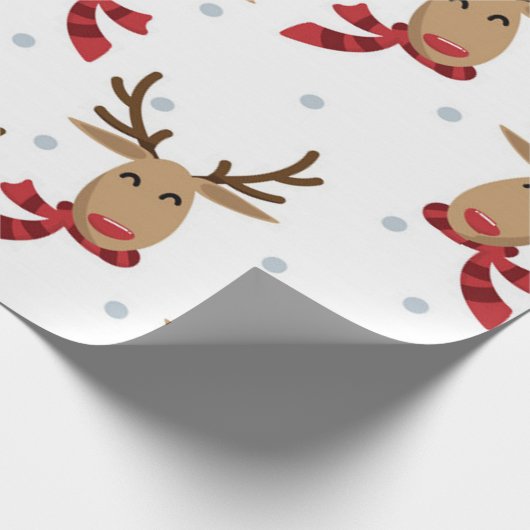 Cute Rudolph Kerstpattern Cadeaupapier (Hoek)