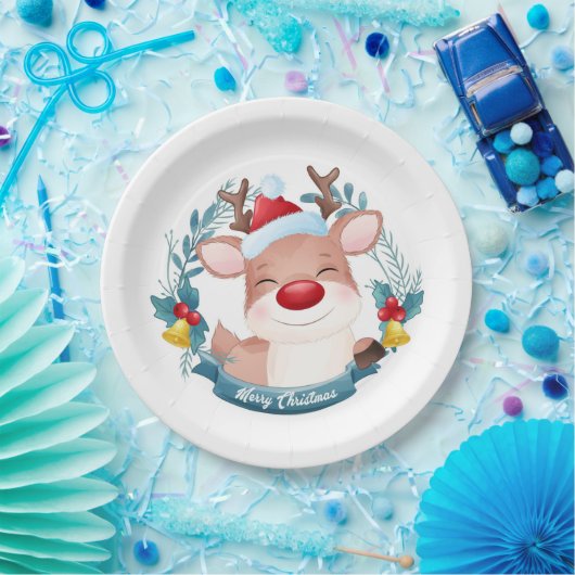 Cute Rudolph Papieren Bordje (Feest)