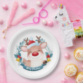 Cute Rudolph Papieren Bordje (Feest)