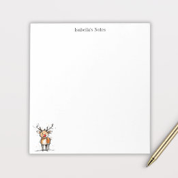 Cute Rudolph Reindeer Christmas Illustration Notitieblok