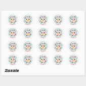 Cute Rudolph Reindeer Holly Jolly Kerstmis Ronde Sticker (Vel)