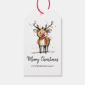Cute Rudolph Reindeer Merry Christmas Cadeaulabel (Voorkant)