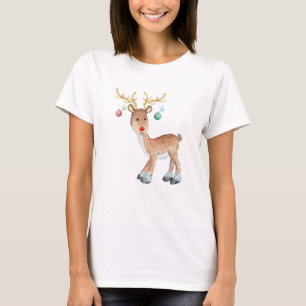 Cute Rudolph Reindeer Ornaments Antlers Kerstmis T-shirt