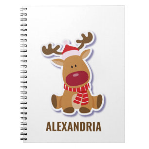 Cute Rudolph reinherder met kerstmis Notitieboek