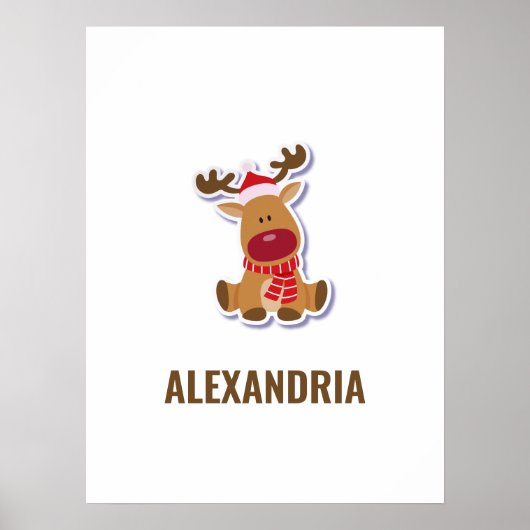 Cute Rudolph reinherder met kerstmis Poster (Voorkant)
