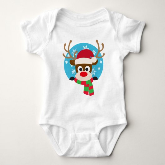 Cute Rudolph the Red Nose Reindeer | Baby Bodysuit (Voorkant)