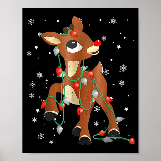 Cute Rudolph The Red Nose Reindeer For Kids Christ Poster (Voorkant)