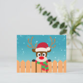 Cute Rudolph The Red Nose Reindeer Kerstmis Briefkaart (Staand voorkant)