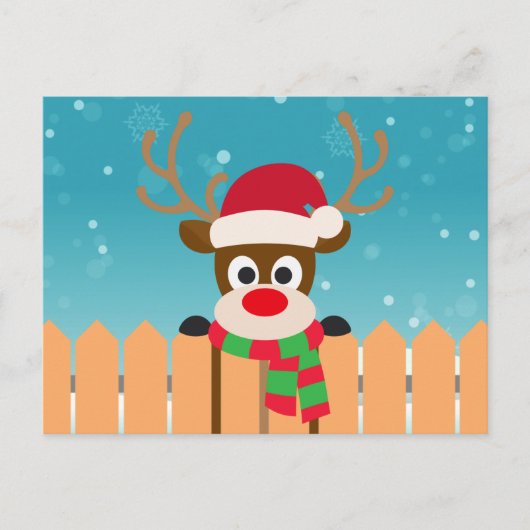 Cute Rudolph The Red Nose Reindeer Kerstmis Briefkaart (Voorkant)