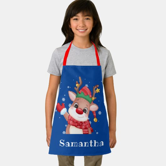 Cute Rudolph the Red Nose Reindeer Monogram Schort (Insitu)