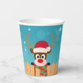 Cute Rudolph the Red Nose Reindeer | Papieren beke Papieren Bekers (Voorkant)