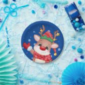 Cute Rudolph the Red Nose Reindeer Papieren Bordje (Feest)