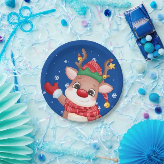 Cute Rudolph the Red Nose Reindeer Papieren Bordje (Feest)
