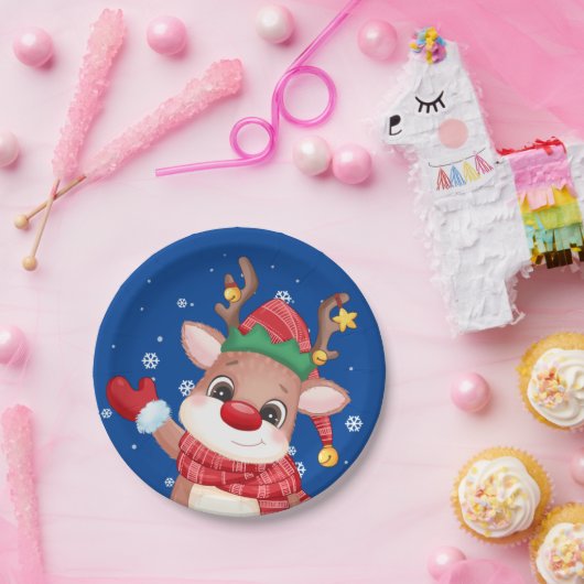 Cute Rudolph the Red Nose Reindeer Papieren Bordje (Feest)