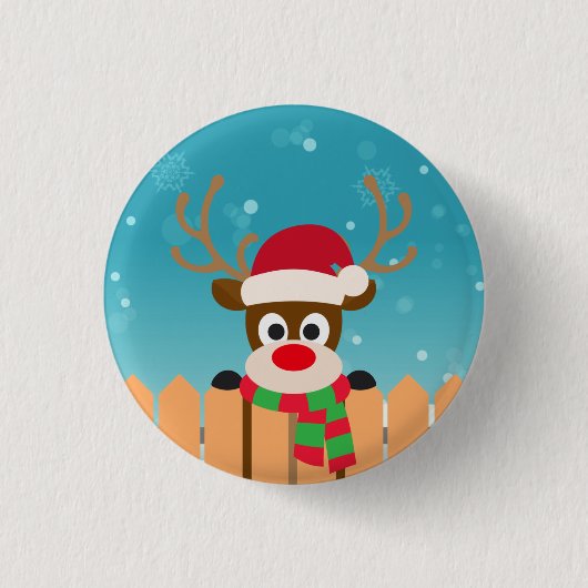 Cute Rudolph the Red Nose Reindeer | Pin-Button Ronde Button 3,2 Cm (Voorkant)