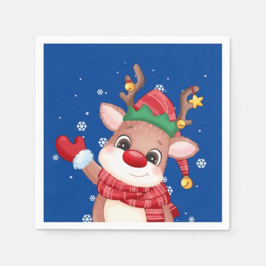 Cute Rudolph the Red Nose Reindeer Servet (Voorkant)