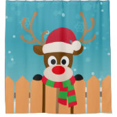 Cute Rudolph the Red Nose Reindeer Shower Curtain Douchegordijn (Voorkant)