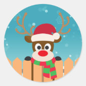 Cute Rudolph the Red Nose Reindeer | Stickerzegel Ronde Sticker (Voorkant)