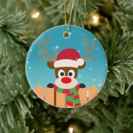 Cute Rudolph the Red Nose Reindeer | Versiering Keramisch Ornament