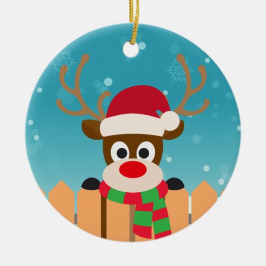 Cute Rudolph the Red Nose Reindeer | Versiering Keramisch Ornament (Voorkant)