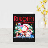 Cute Rudolph The Red Nosed Reindeer Christmas Spec Kaart (Gele Bloem)