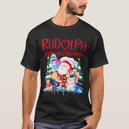 Cute Rudolph The Red Nosed Reindeer Christmas Spec T-shirt (Voorkant)