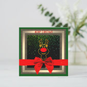 Cute Rudolph the Red nosed Reindeer kerstkaart (Staand voorkant)