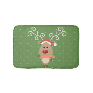 Cute Rudolph the red nosed reinders cartoon Badmat