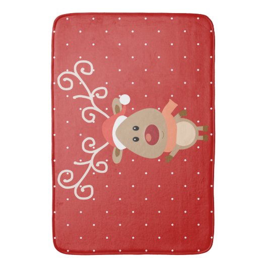 Cute Rudolph the red nosed reinders cartoon Badmat (Voorkant Verticaal)