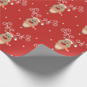 Cute Rudolph the red nosed reinders cartoon Cadeaupapier (Hoek)