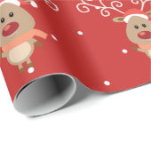 Cute Rudolph the red nosed reinders cartoon Cadeaupapier (Rol Hoek)