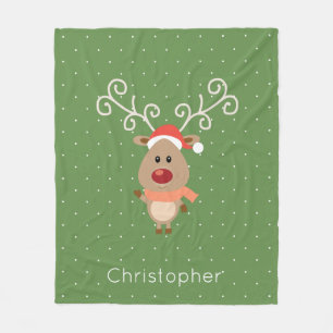 Cute Rudolph the red nosed reinders cartoon Fleece Deken