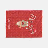 Cute Rudolph the red nosed reinders cartoon Fleece Deken (Voorkant (Horizontaal))