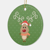 Cute Rudolph the red nosed reinders cartoon Keramisch Ornament (Links)