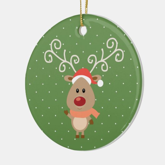 Cute Rudolph the red nosed reinders cartoon Keramisch Ornament (Links)