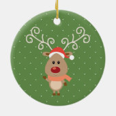 Cute Rudolph the red nosed reinders cartoon Keramisch Ornament (Achterkant)