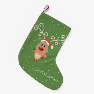 Cute Rudolph the red nosed reinders cartoon Kleine Kerstsok