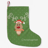 Cute Rudolph the red nosed reinders cartoon Kleine Kerstsok (Voorkant)