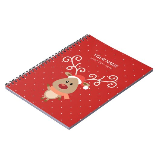 Cute Rudolph the red nosed reinders cartoon Notitieboek (Linkerzijde)