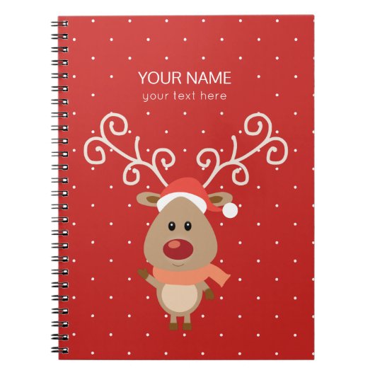Cute Rudolph the red nosed reinders cartoon Notitieboek (Voorkant)