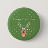 Cute Rudolph the red nosed reinders cartoon Ronde Button 5,7 Cm (Voorkant)