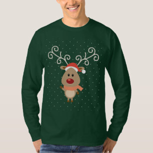 Cute Rudolph the red nosed reinders cartoon T-shirt