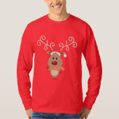Cute Rudolph the red nosed reinders cartoon T-shirt (Voorkant)