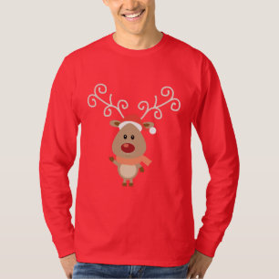 Cute Rudolph the red nosed reinders cartoon T-shirt